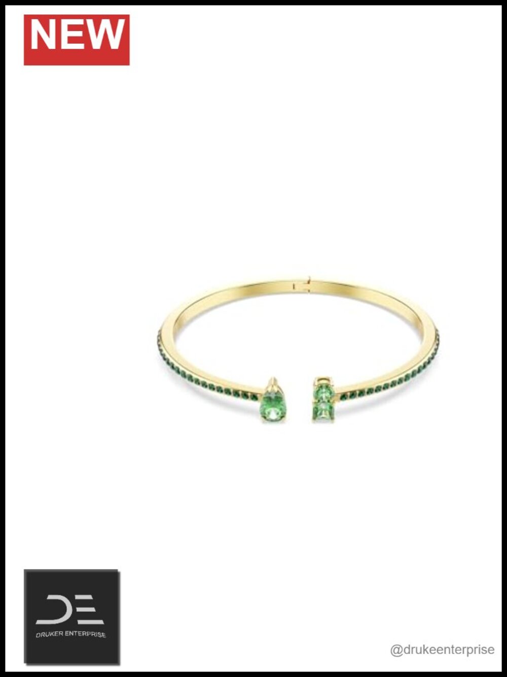 Swarovski Crystal Cuff Bracelet Gold-Tone Pavé Hinged Bangle